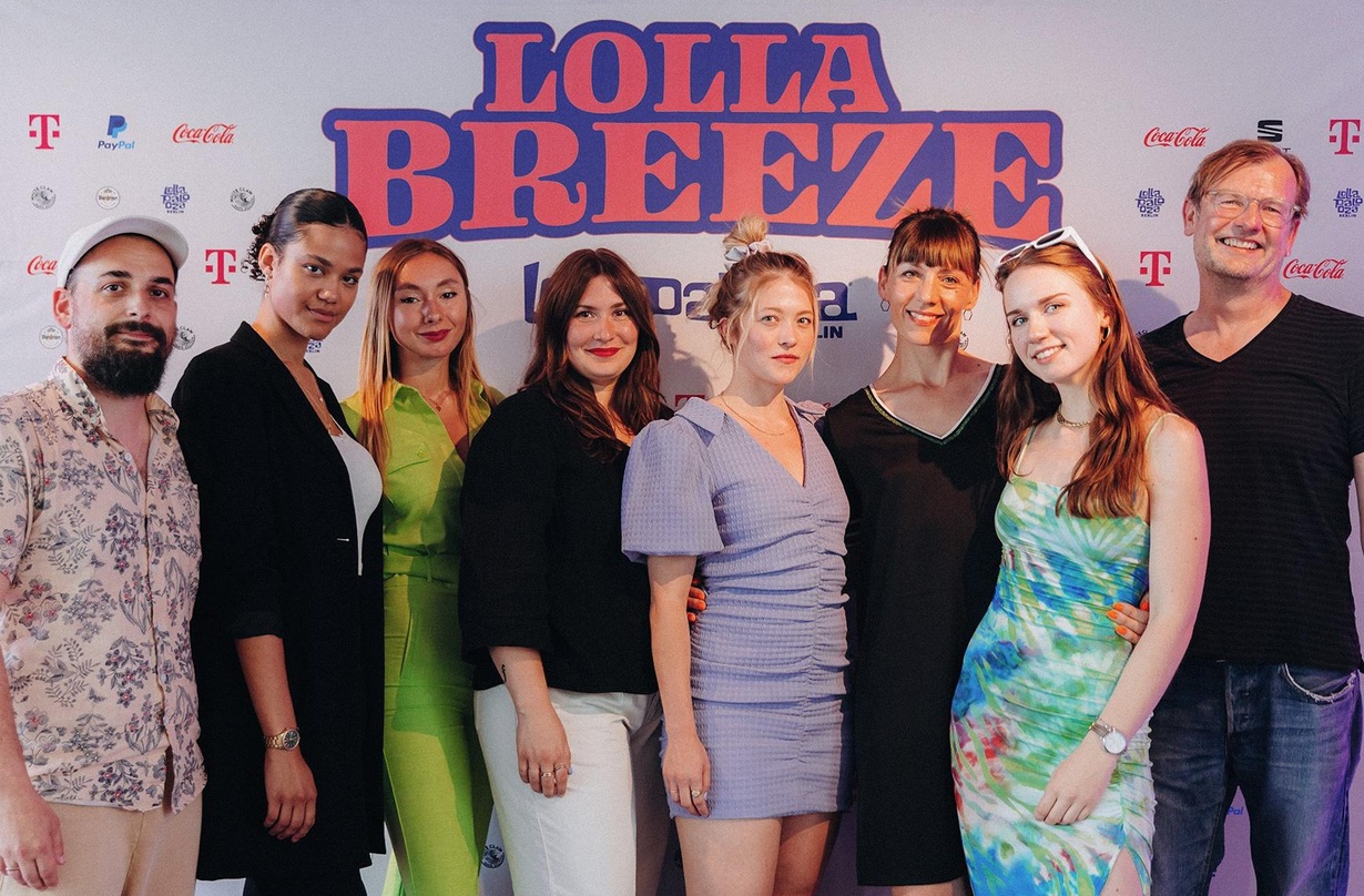 Begrüßte die Gäste in Berlin: das Lollapalooza-Berlin-Team mit (von links) Björn Bäurle (VP Content & Production Live Nation), Sophia Agbro (Working Student), Carlotta Kretschmer (PR Coord...