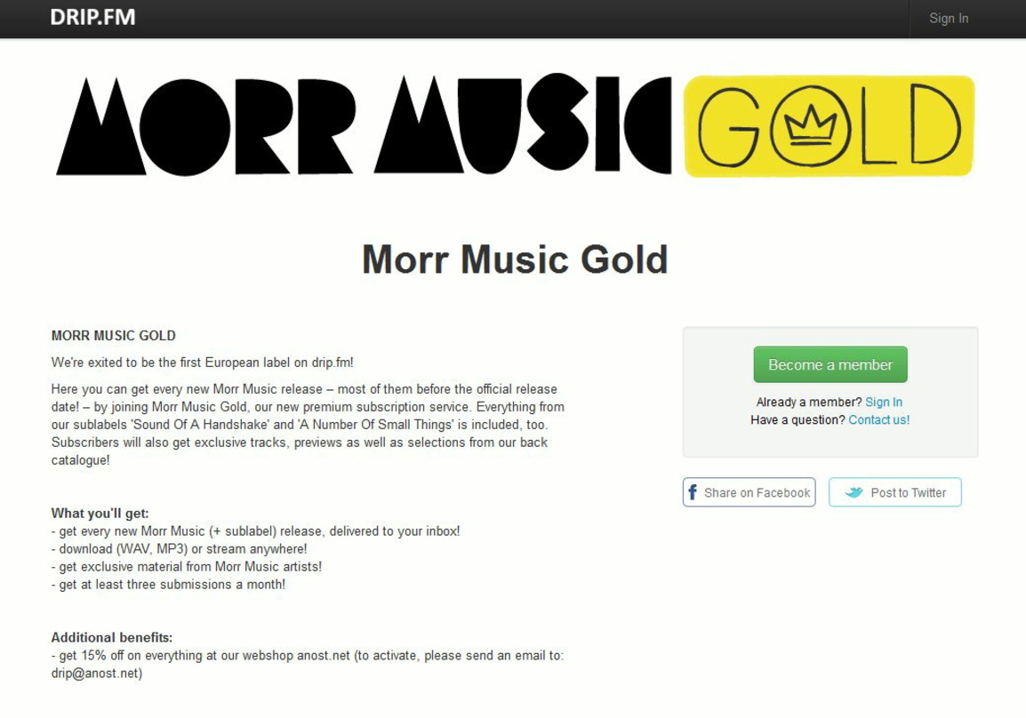 Digitaler Label-Fanclub: Morr Music Gold bietet Downloads sämtlicher Morr-Veröffentlichungen zum monatlichen Fixpreis