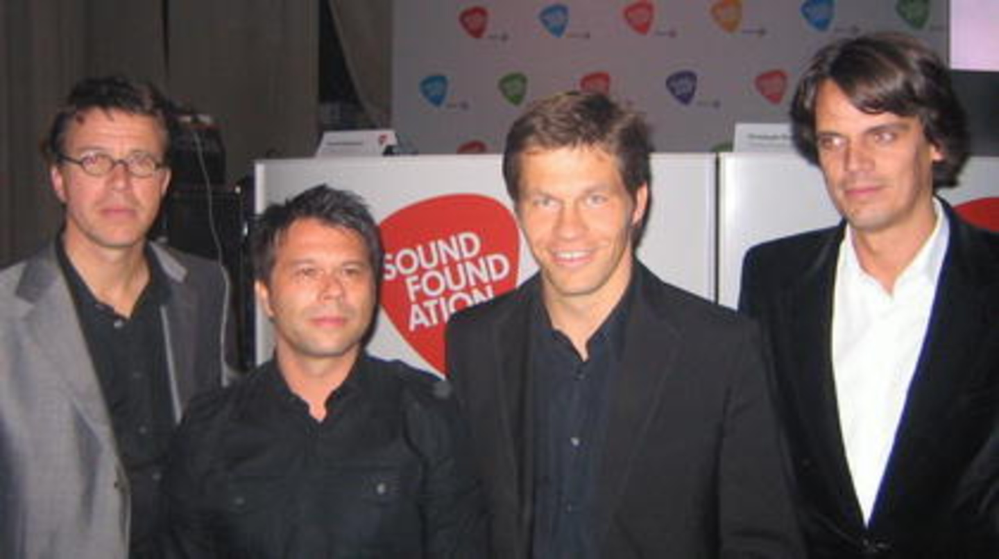 Schoben die Sound Foundation neu an (v.l.n.r.): VW-Manager Dirk Große-Leege, MTV-Moderator Markus Kavka, Universal-Chef Frank Briegmann und Christoph Post (MME)