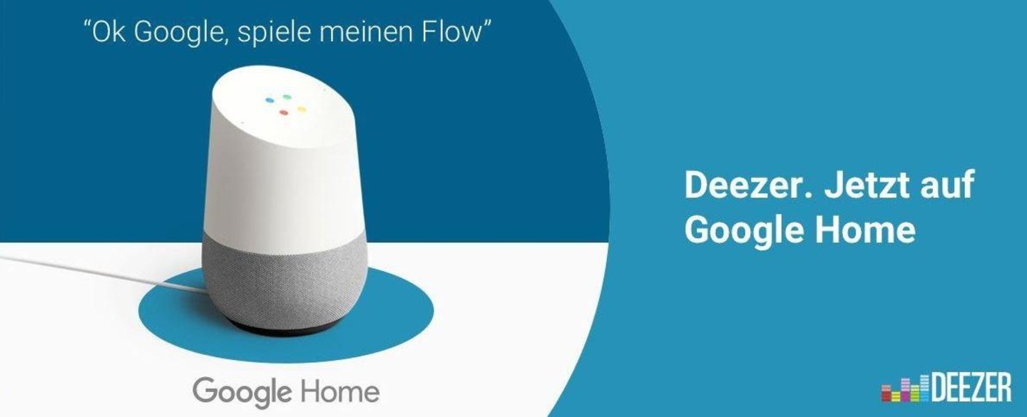 Mit dem Befehl "OK Google, spiel meinen Flow" starten Nutzer ihre personalisierte Playlist: Deezer bei Google Home