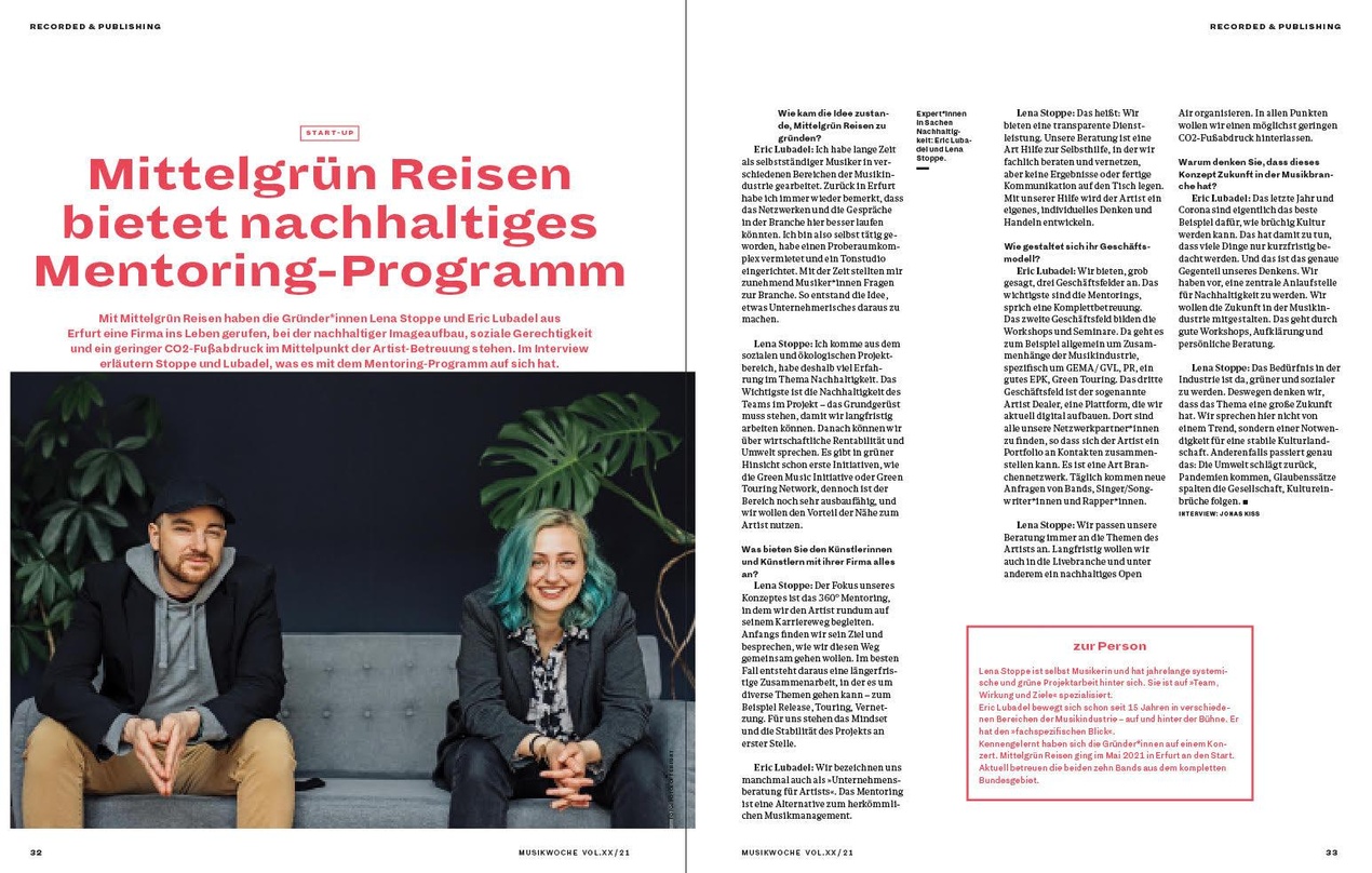 Expert*innen in Sachen Nachhaltigkeit: Eric Lubadel und Lena Stoppe