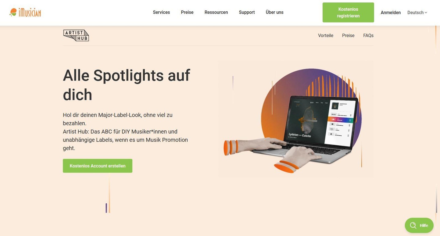 Unterstützt DIY-Musiker*innen und unabhänige Labels: Artist Hub von iMusician