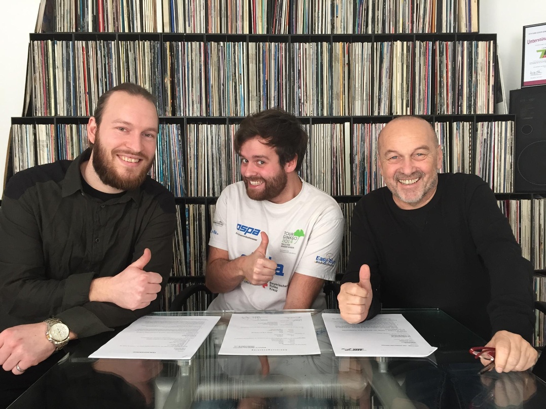 Trafen sich bei 7us (von links): A&R-Chef Matthias Niemyt, Fabian Bruck und Hans Derer