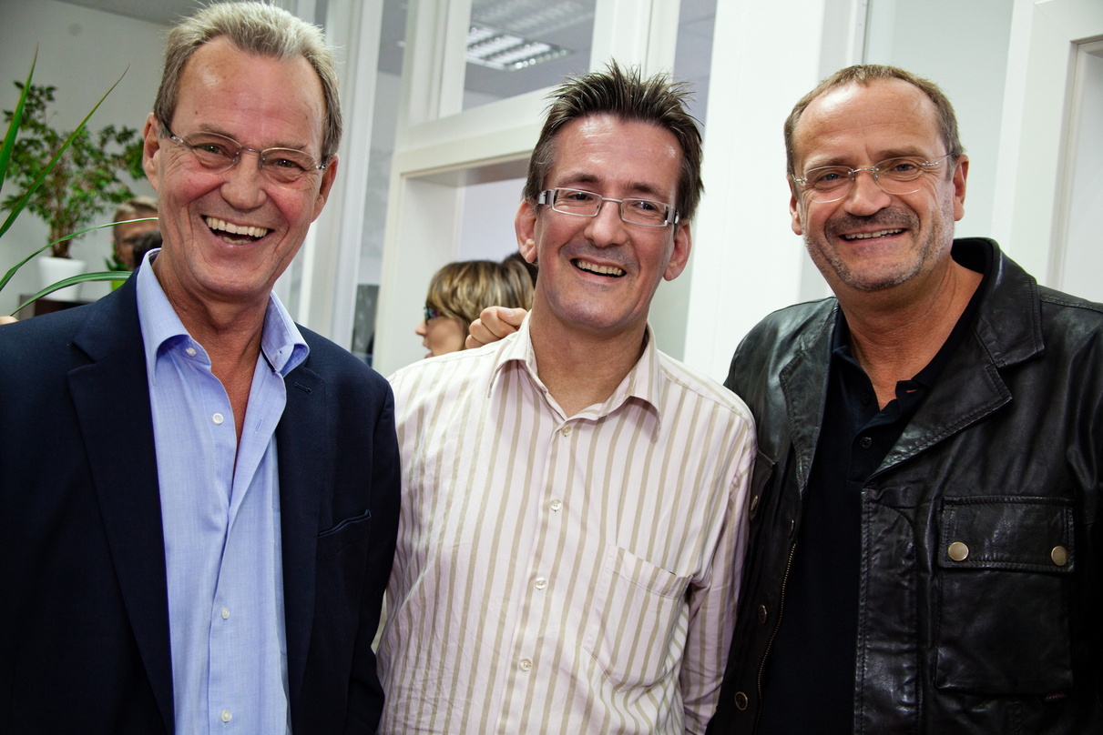 Bei der Housewarming Party von AMV Talpa (v.l.n.r.): Tony Berk (Talpa Music), Jens-Markus Wegener (AMV Talpa) und Goetz Elbertzhagen (kick.management)