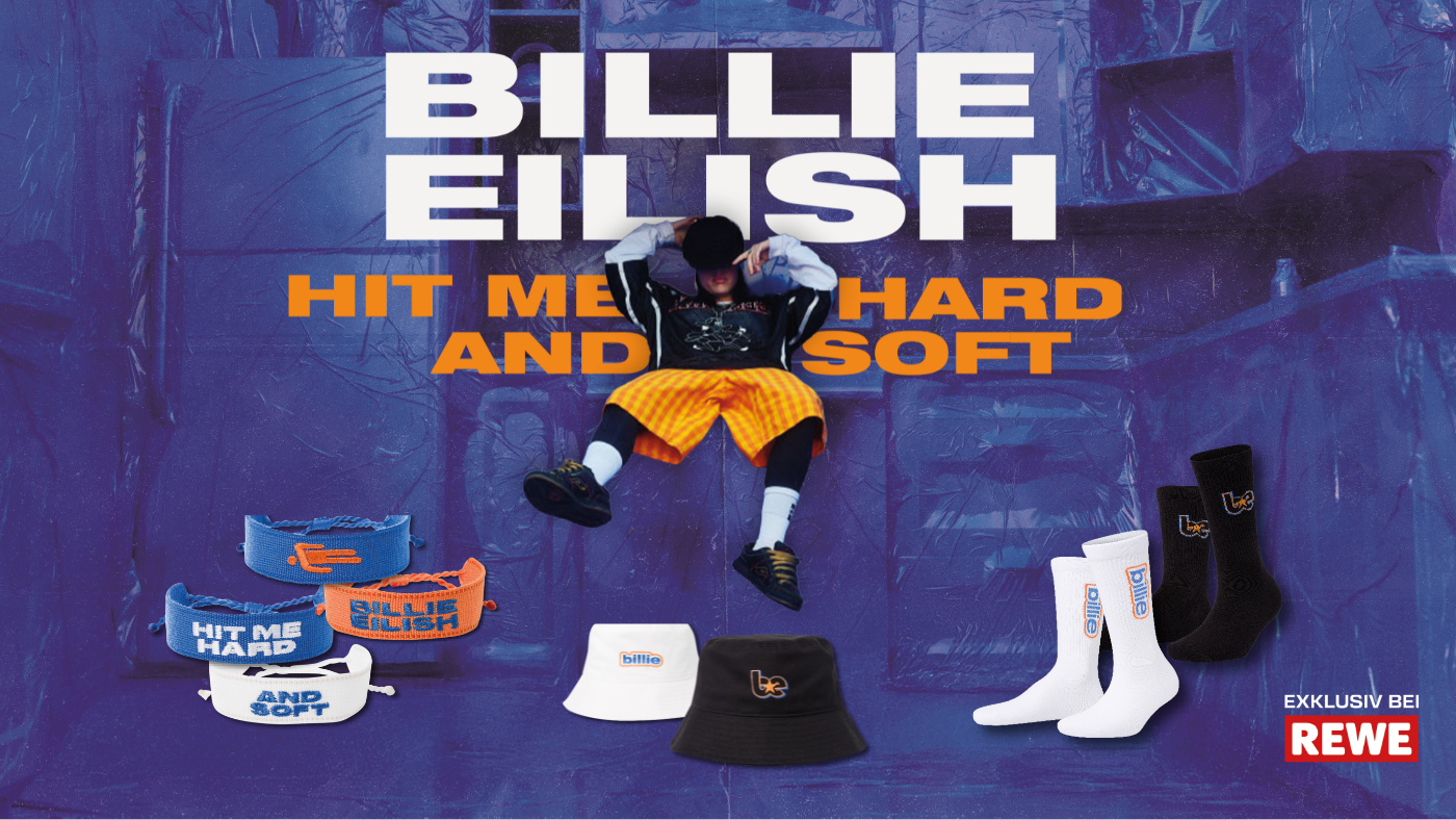 3672e19f 02a1 4354 8538 51df6953b47f Accessoires: Rewe bringt eine exklusive Kollektion mit Motiven von Billie Eilish auf den Markt.