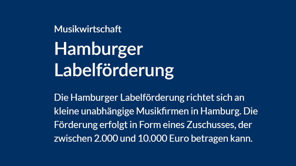 3840c867 2773 4422 84ca f3a45735fad8 Geht in eine neue Runde: die Hamburger labelförderung.