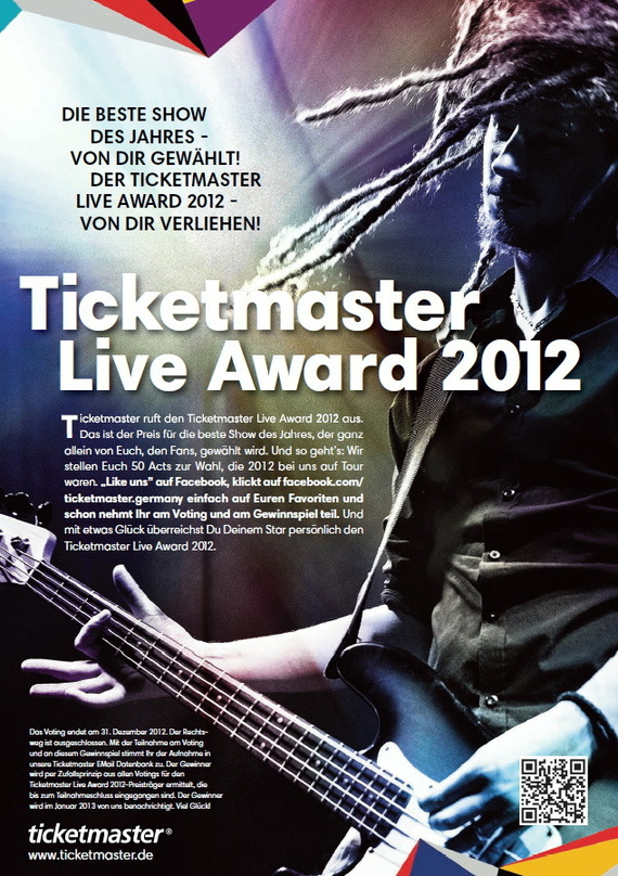 Für den besten Live-Act des Jahres 2012: Der "Ticketmaster Live Award"