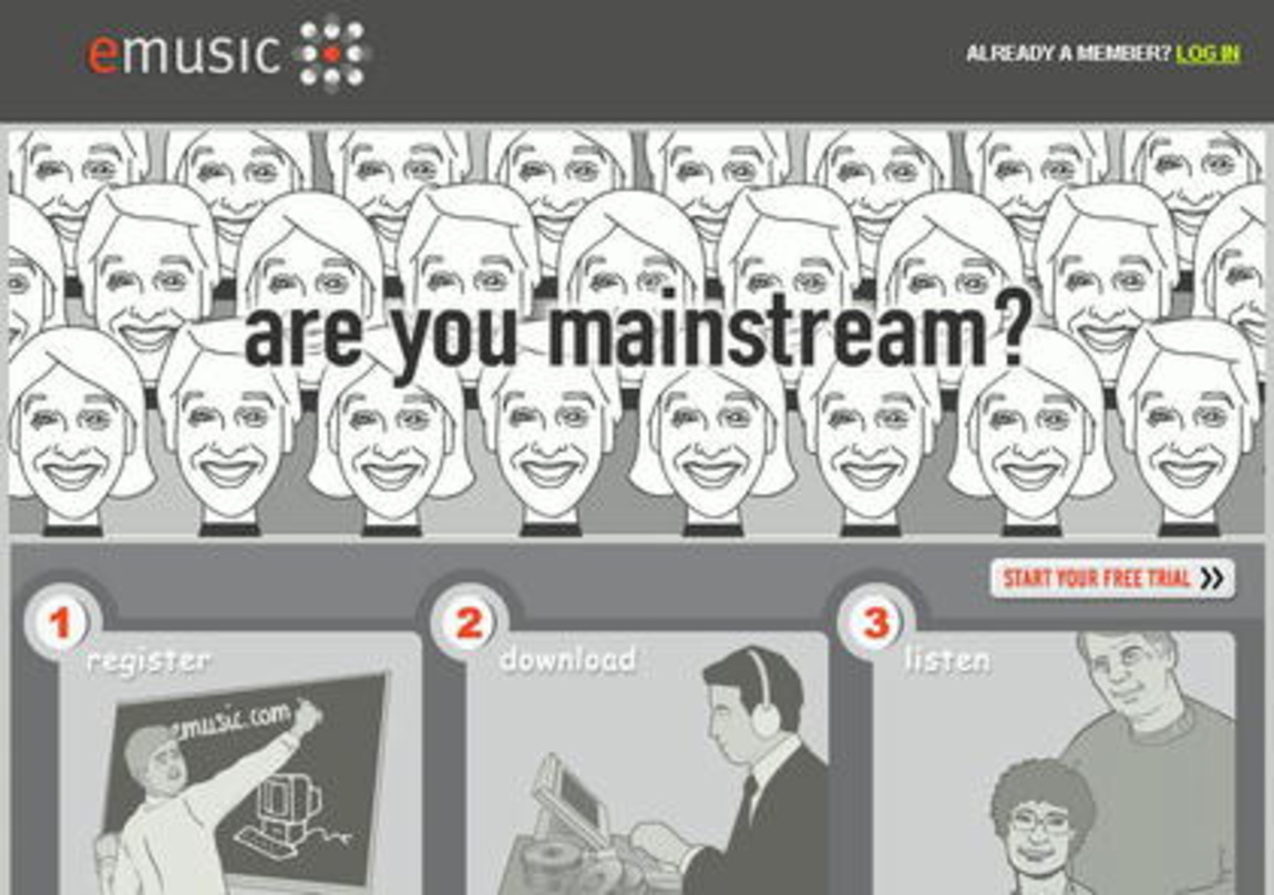 396b351fb88af7fa6f69b752850af71533439c417637435c4c99376e0d9c938c Bietet Songs nur im Abo an: eMusic