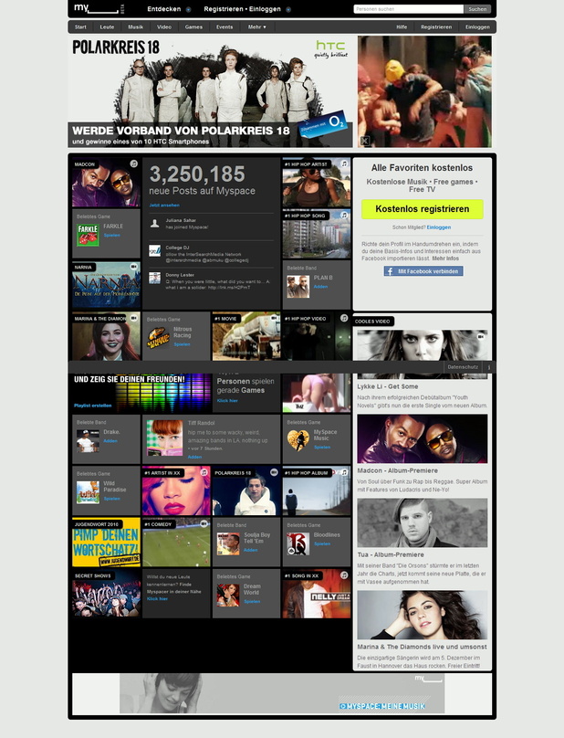 Aufgeräumt: das Myspace-Layout
