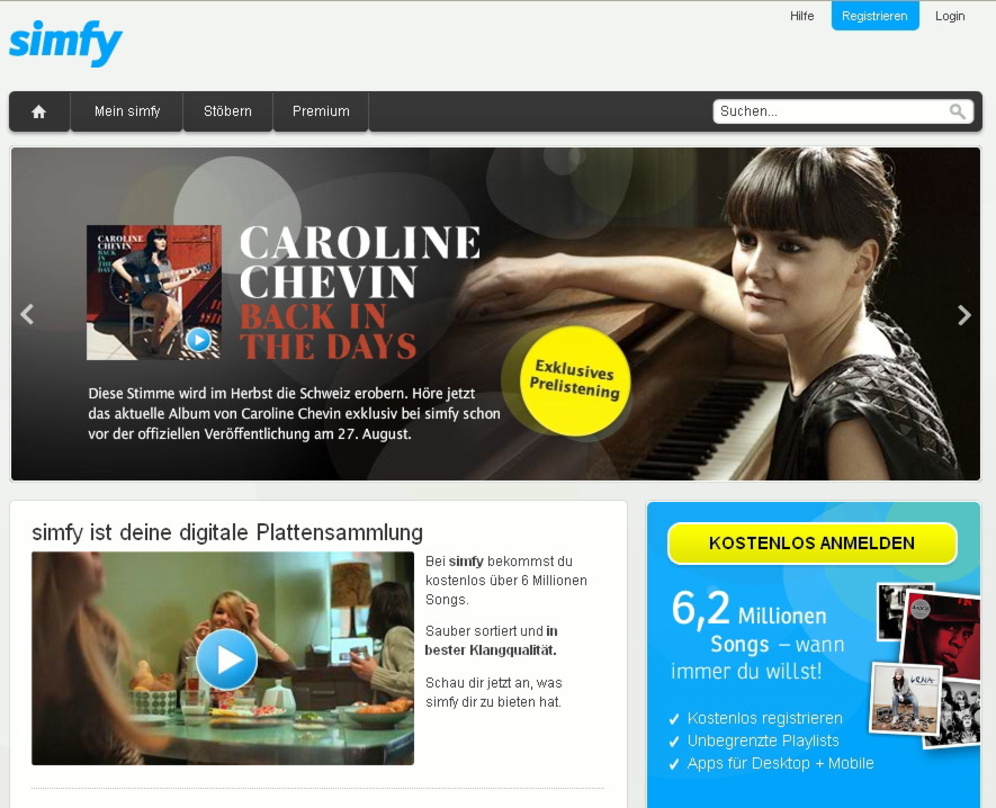 Ab sofort online: Die schweizerische Plattform von Simfy