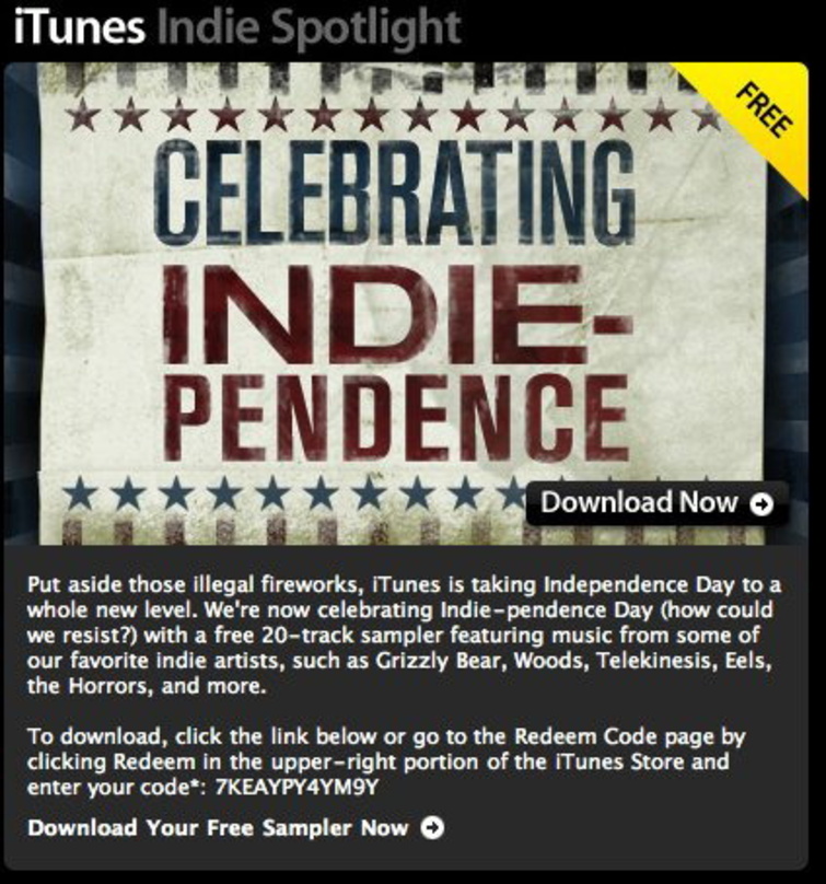 "Celebrating Indie-Pendence": Die iTunes-Aktion