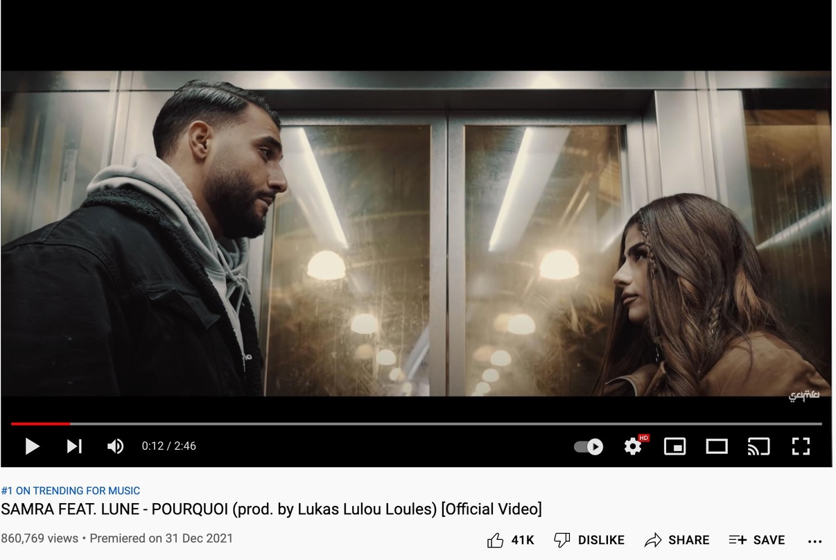 Samra und Lune platzierten sich am Wochenende mit dem Video zu "Pourquoi" auf Platz eins der deutschen YouTube-Musik-Trendcharts
