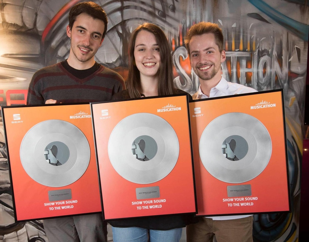Neue Talente für das Brand Sound Team von Seat (von links): Tomm Zeskel, Ariadna Castellano und Christian Wiercimok