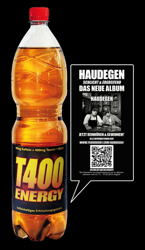 Wirbt mit Haudegen: der Energydrink T400 Energy