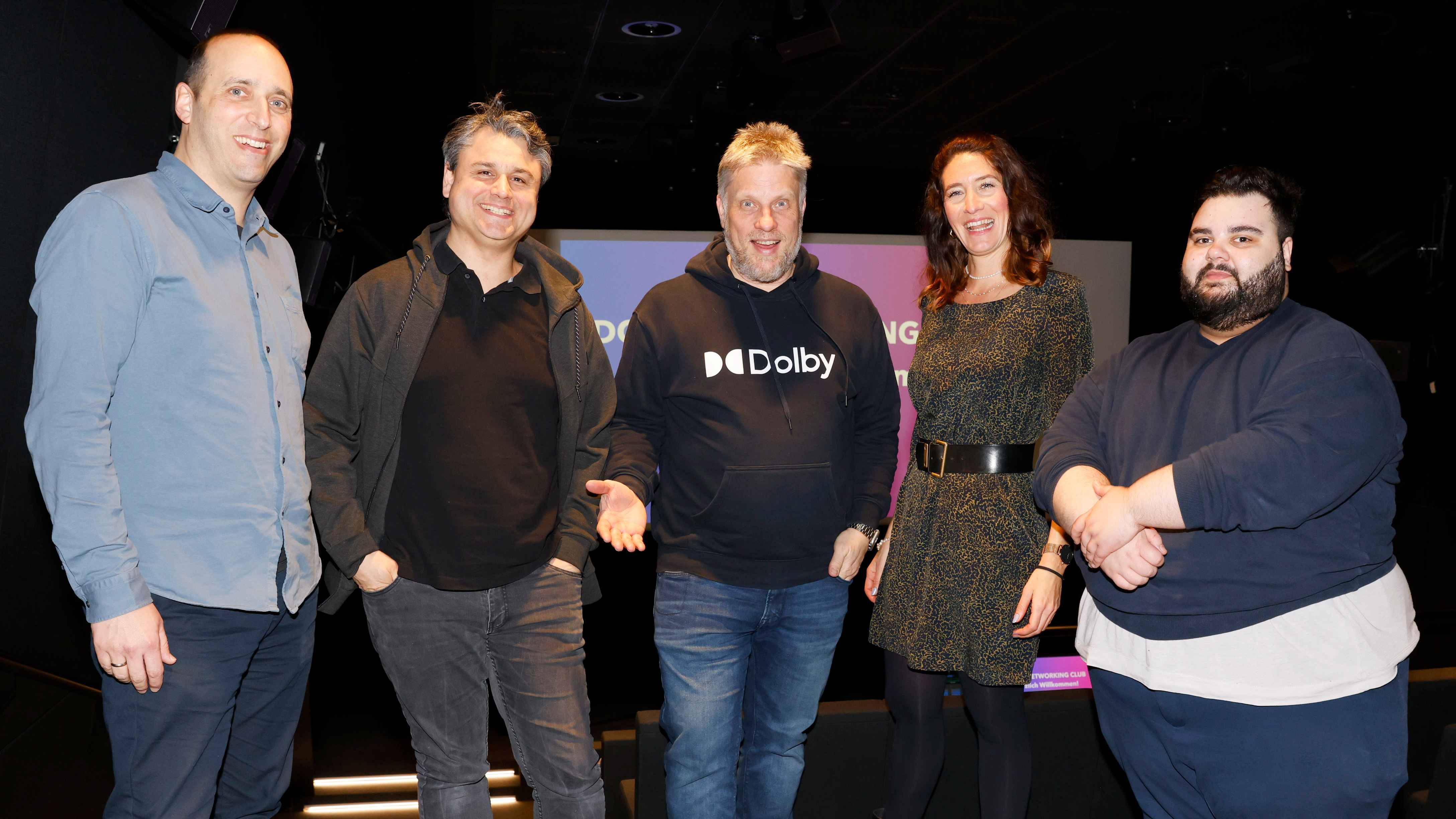 Verantwortlich für die Kino-Premiere (von links): Mischa Janisch (Sunshine Mastering), David Ziegler, Andreas Stumptner (beide Dolby), Marie Fischer und Nikolas Szendrei (beide Sony Music ...