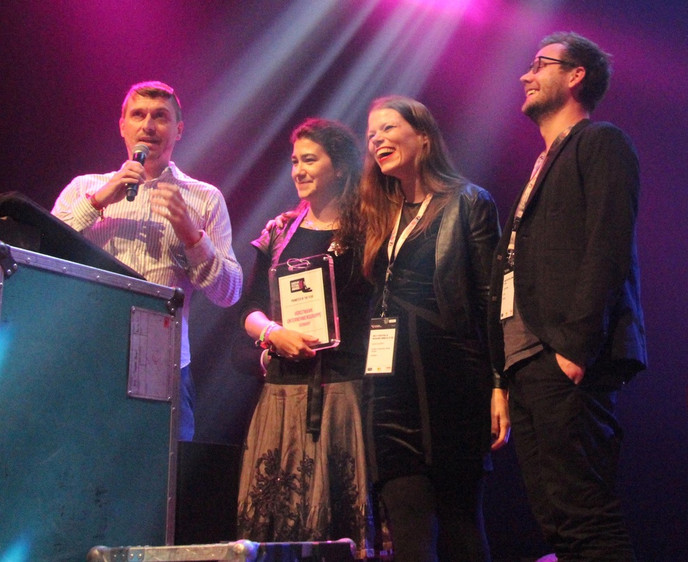 Gewann zwei Festival-Awards: die Delegation der Hörstmann Unternehmensgruppe um (von links) Stefan Lehmkuhl, Fruzsina Szep und Julia Gudzent