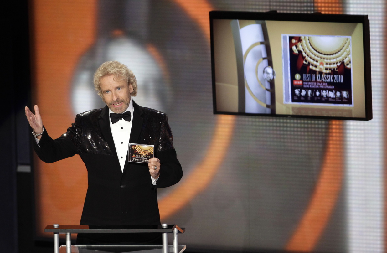 Moderiert das 20. TV-Jubiläum des Echo Klassik: Thomas Gottschalk, hier bei seinem Auftritt im Jahr 2010 auf der Echo-Bühne