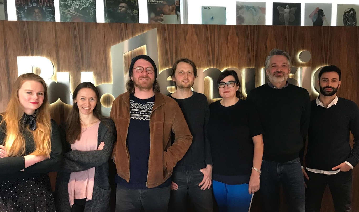 Trafen sich in Berlin (von links): Anne Mahlendorf (Junior Repertoire Manager Budde Music), Claudia Kollaender (LL.M. Budde Music), Francesco Wilking, Patrick Reising, Charlotte Goltermann...
