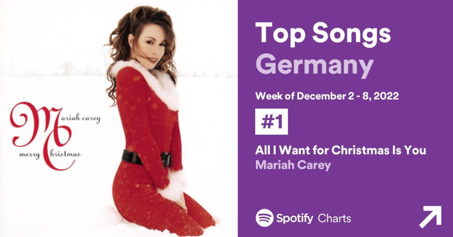 44c985e597d48856f8d01d900203884398879d7d77ee0f6dab188d6f18a89610 Mariah Carey ist mit "All I Want For Christmas Iy You" schon zwei Wochen vor Weihnachten Spitzenreiter der Spotify-Charts
