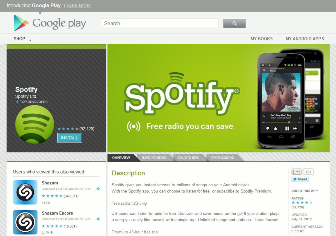 Jetzt auch für Android-Geräte verfügbar: Spotify Mobile Radio