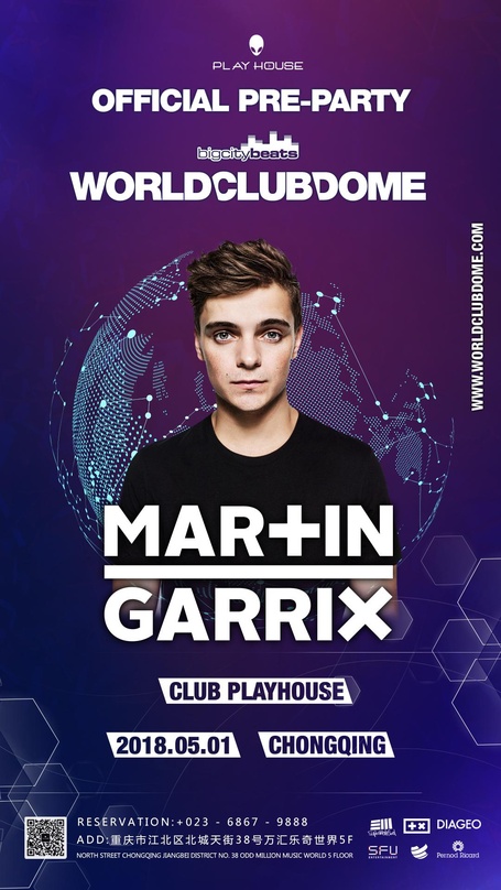 Wirbt für eine "Official Pre Party" zum BigCityBeats World Club Dome: Plakat mit Martin Garrix