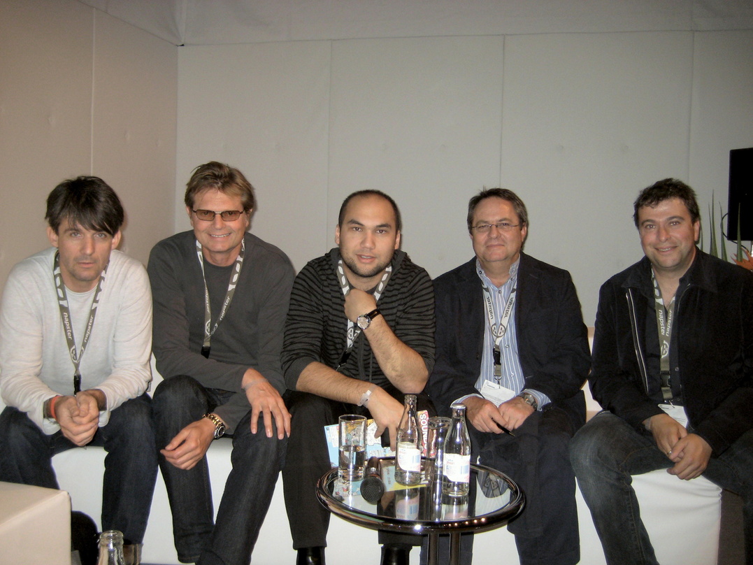 Wollen auf eigene Faust gegen LimeWire vorgehen (v.l.n.r.): Horst Weidenmüller, Hein van der Ree, Mark Kneebone (Tardus Music), Clive Harddwick (Bula Music) und Charles Caldas von Merlin