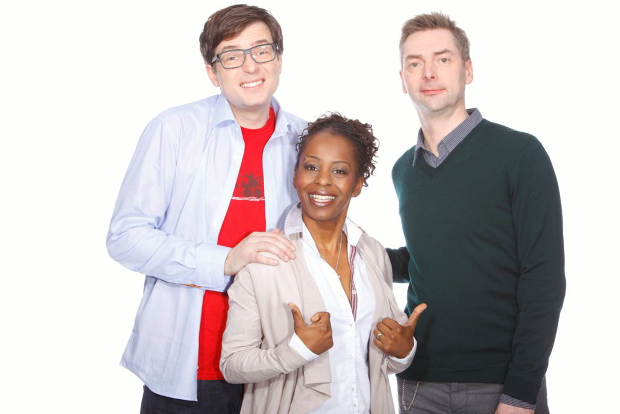 Kümmern sich um Kinder: Ralph Caspers (links), Shary Reeves und Oliver Ihrens