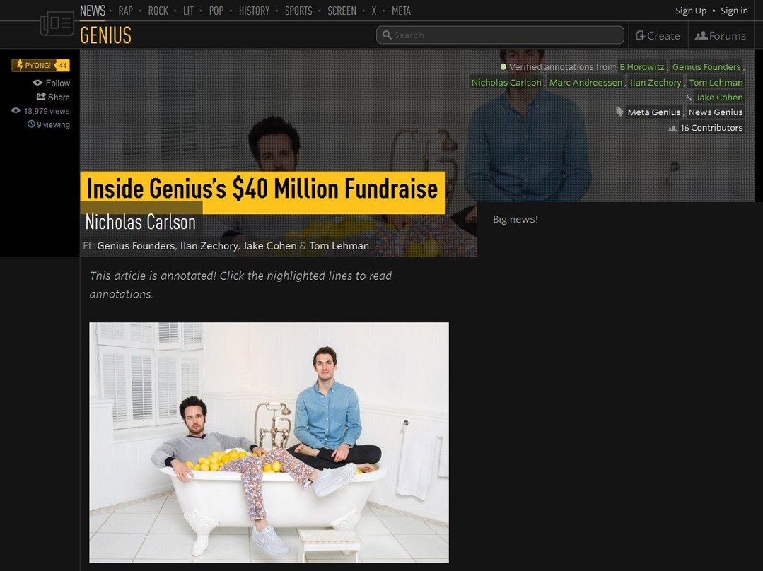 Sammeln frische Gelder ein: Die Gründer von Rap Genius