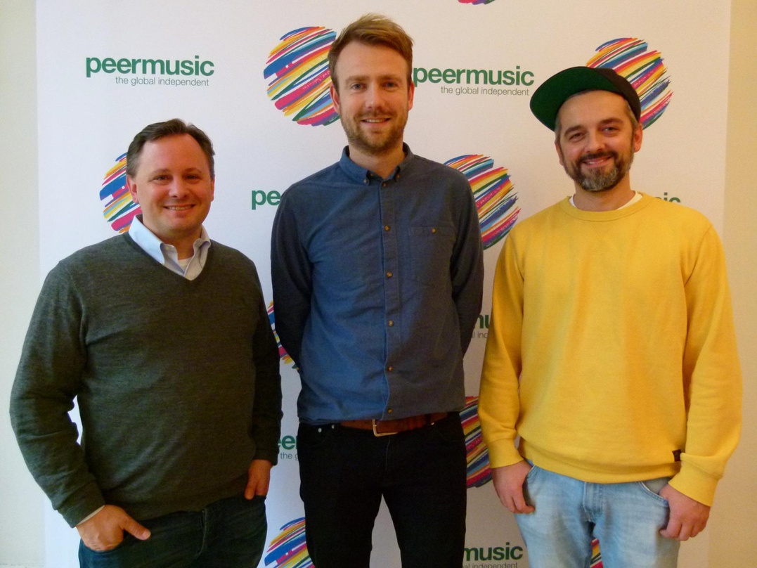 Arbeiten im Verlagsgeschäft zusammen (von links): Götz von Einem (Managing Director GSA Peermusic Germany), Julian Butz (Geschäftsführer Neubau Music Publishing) und Lukas Pizon (Creative ...