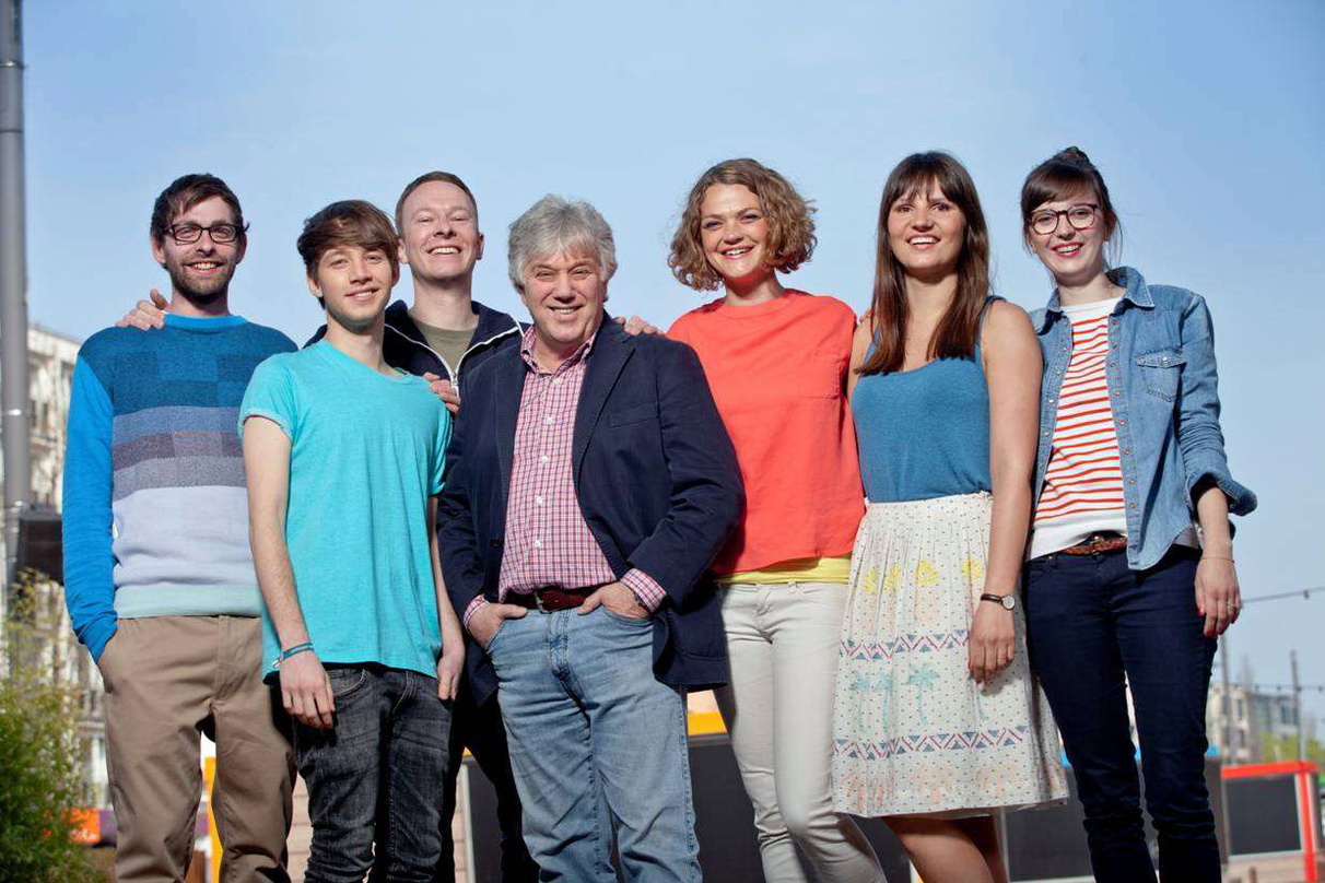 Stellten neue Projekte vor (von links): Markus Pauli, Lukas Nimscheck und Florian Sump (alle Deine Freunde), Rolf Zuckowski sowie die Autorinnen Christina Raack, Charlotte Simon und Nina G...