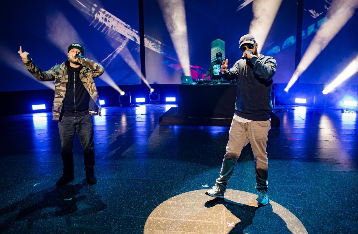 Von der Mercedes-Benz Arena in den Royal Bunker: Kool Savas (links) und Sido setzten bei Universal Inside den Schlusspunkt.