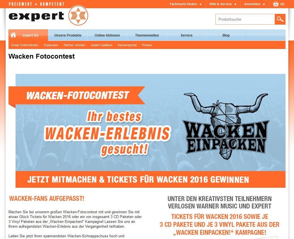 Metal-Kampagne zum Wacken Festival: Warner Music, ICS und Handelspartner wie expert machen mit bei "Wacken einpacken"