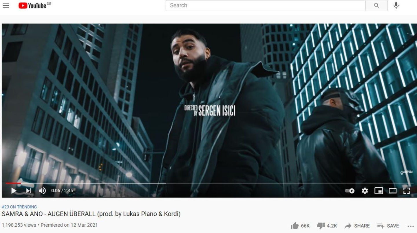 Sorgten für reichlich Traffic auf YouTube: Samra & Ano mit dem Video zu "Augen überall"