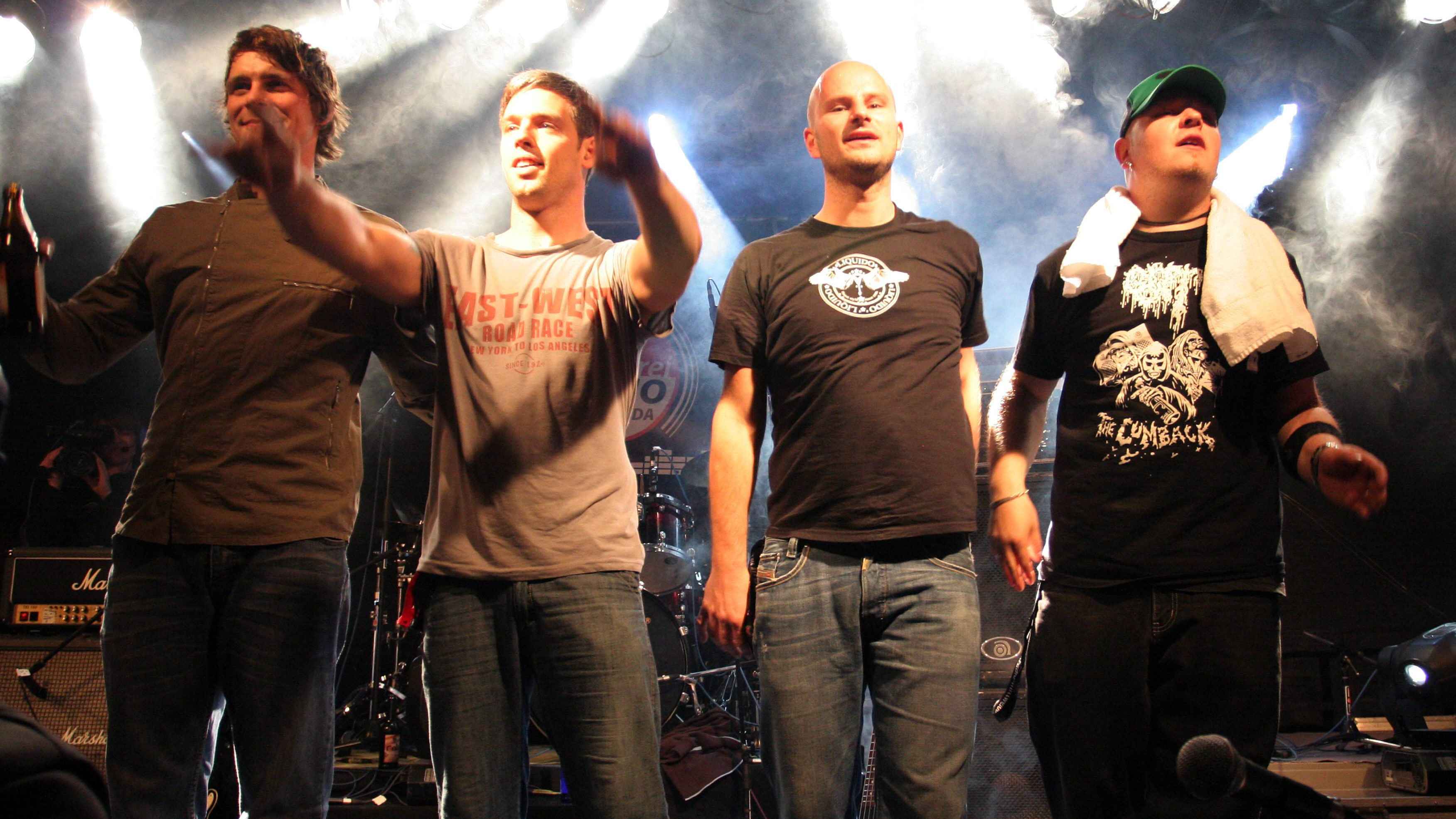 Vertrauen ihre Masterrechte der BMG an (von links): Wolfgang Schrödl, Wolle Maier, Stefan Schulte-Holthaus und Tim Eiermann (alle Liquido).