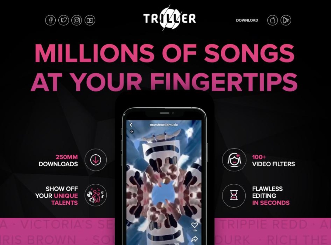 "Million Of Songs At Your Fingertips": die Plattform Triller ist sich ihrer musikalischen Seiten offenbar durchaus bewusst