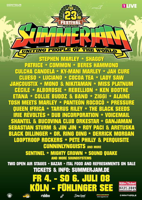Lädt zum Völker verbindenden Festival: Summerjam-Poster 2008