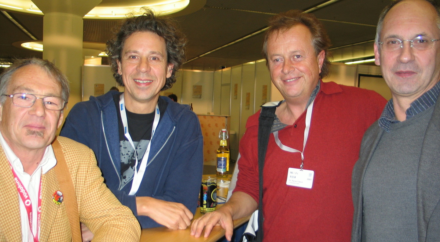 Medientagelöhner: Otmar Schreckeneder (VUT Süd), Friedel Muders, Rainer Fabich (Composers Club), Peter James (v.l.n.r.)