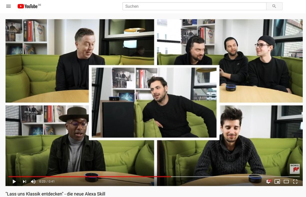 Machen mit bei "Klassik Entdecken" (von links oben im Uhrzeigersinn): der Pianist und Komponist Dirk Maassen, drei Mitglieder der Crossover-Band TwoPlusFour, Luka Sulic von 2Cellos, Alexis...