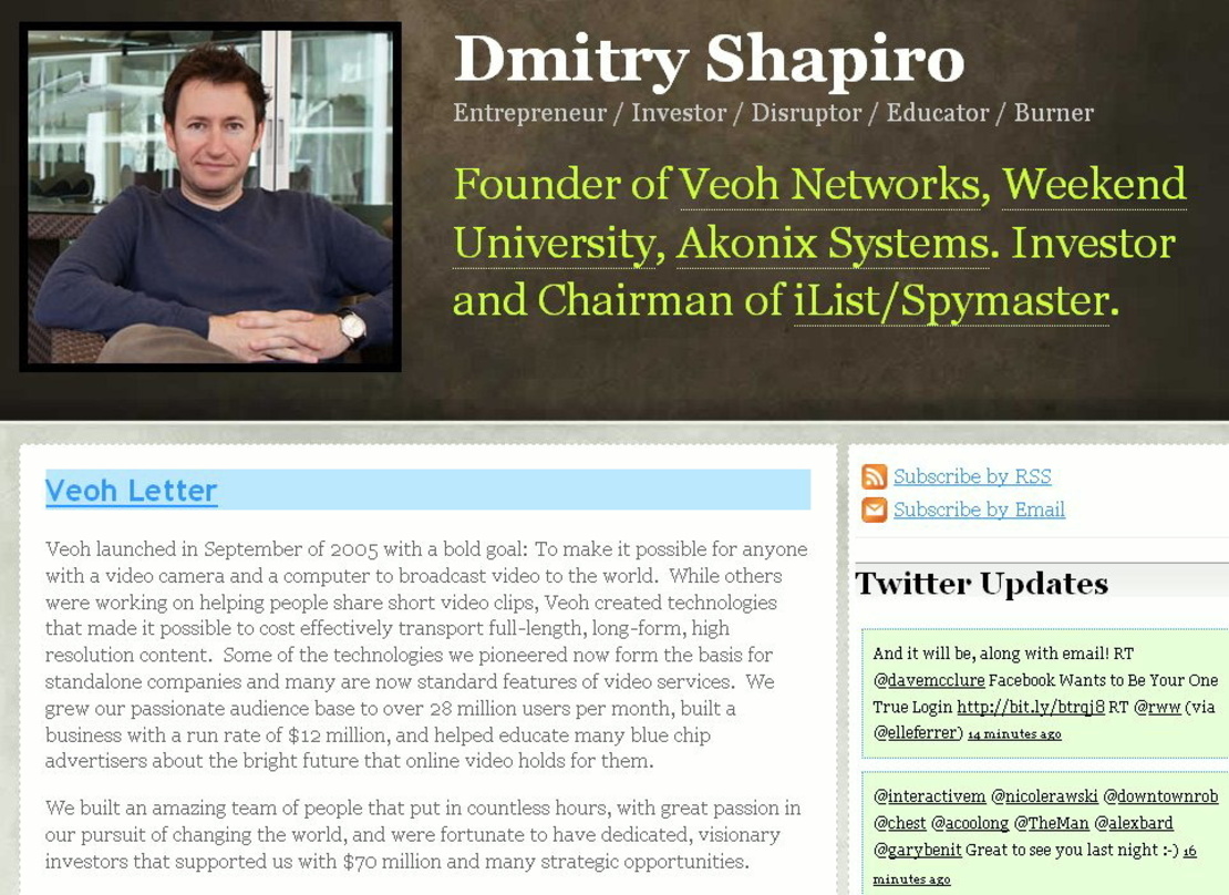 Sagt Servus via Blogeintrag: Dmitry Shapiro