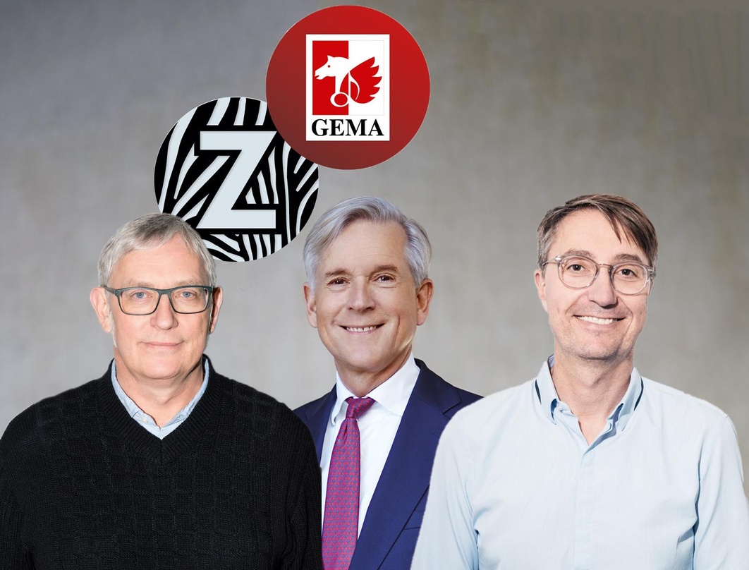 Schulterschluss im Digitalbereich: unter der Leitung ihres Vorstandsvorsitzenden Harald Heker (Mitte) übernimmt die GEMA einen Mehrheitsanteil an dem von Kurt Thielen (links) und Sascha La...