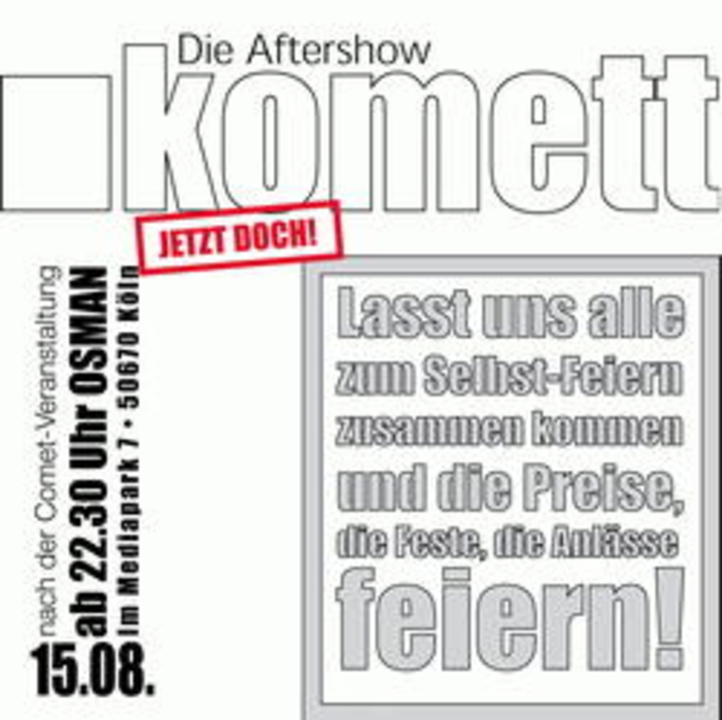 Will über die Trauer über die ausgefallene Komet-Party hinweghelfen: die "Komett"-Party am Popkomm.-Freitag
