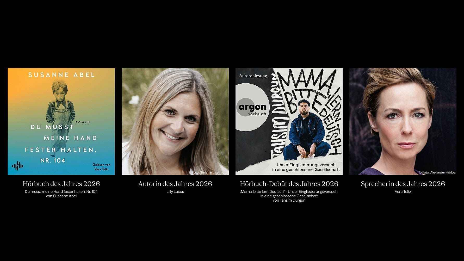 Bei den BookBeat Awards geehrt: Susanne Abel, Lilly Lucas, Tahsim Durgun und Vera Teltz.