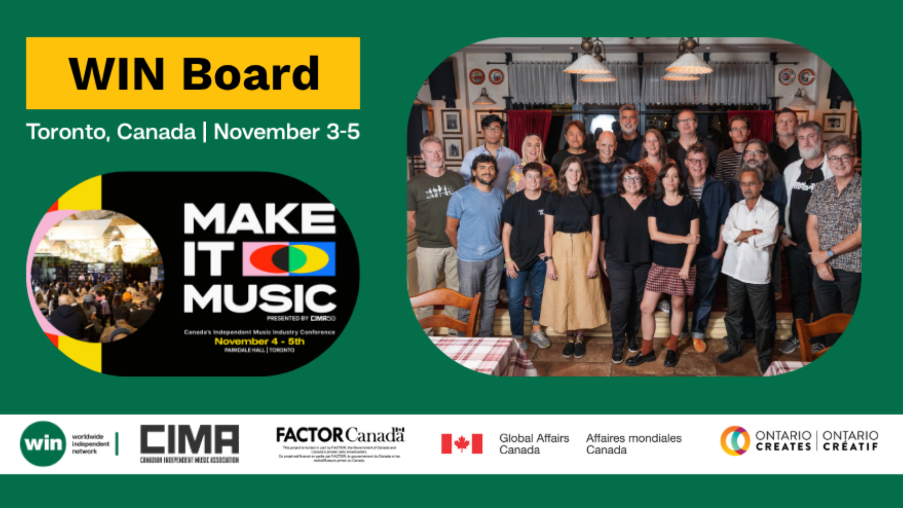Oh, wie schön ist Kanada: im Rahmen des Branchentreffs Make It Music in Toronto findet bald ein Vorstandsmeeting des WIN-Dachverbands der unabhängigen Musikwirtschaft an.
