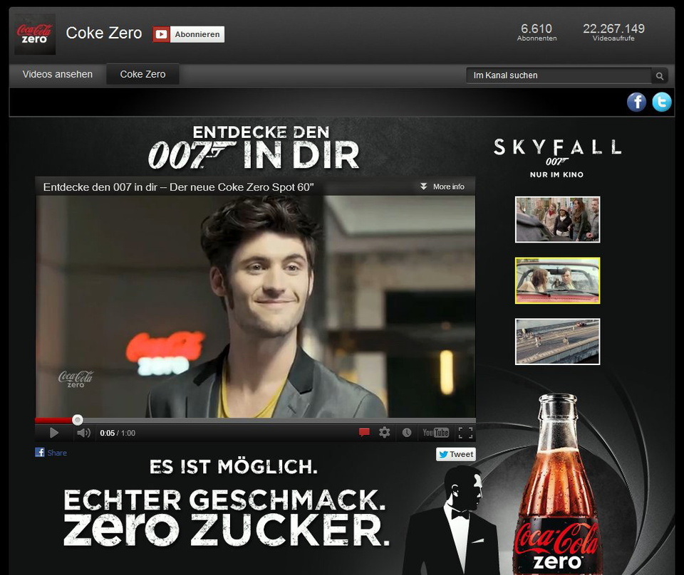 Ein Kandidat für eine Auszeichnung im Rahmen der Midem Marketing Competition: Der Coke-Werbespot "Unlock The 007 In You"