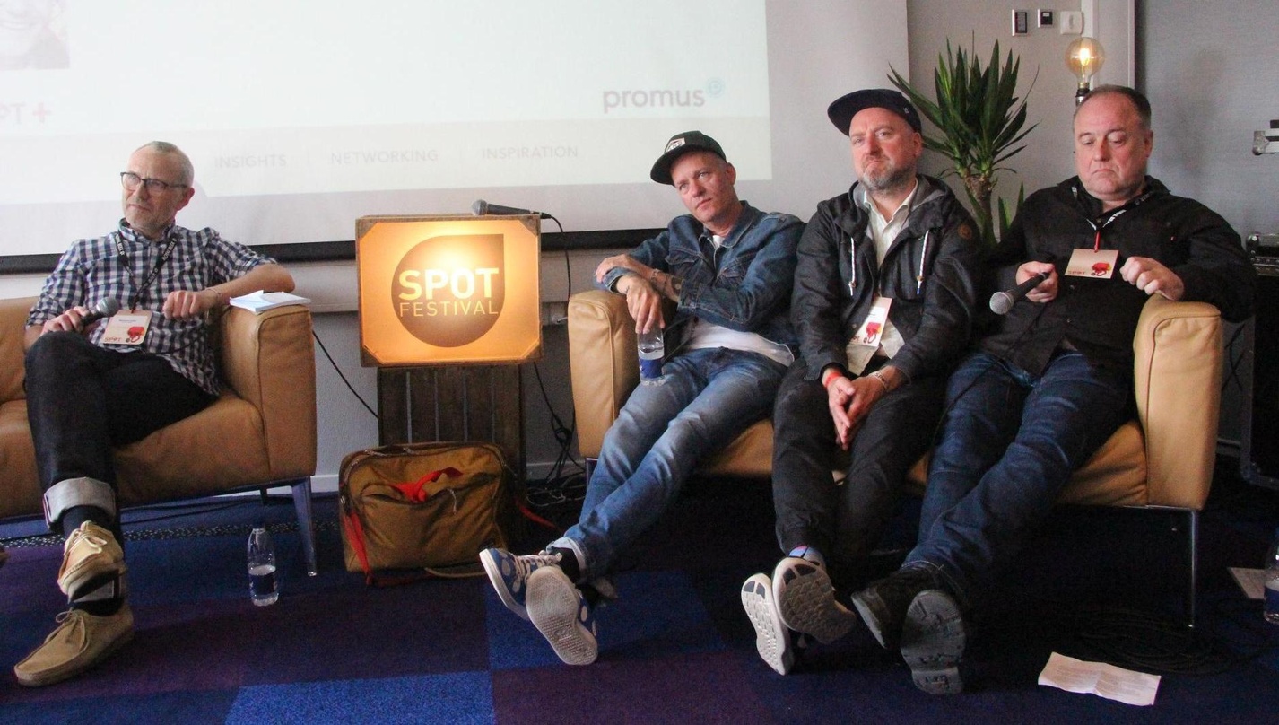 Diskutierten beim Konferenzteil Spot+ über Synch (von links): Markus Linde (thag's agent), Nils Bogvad (Copenhagen Film Music), Ralph Christoph (c/o pop) und Daryl Bamonte (Schubert Music UK)