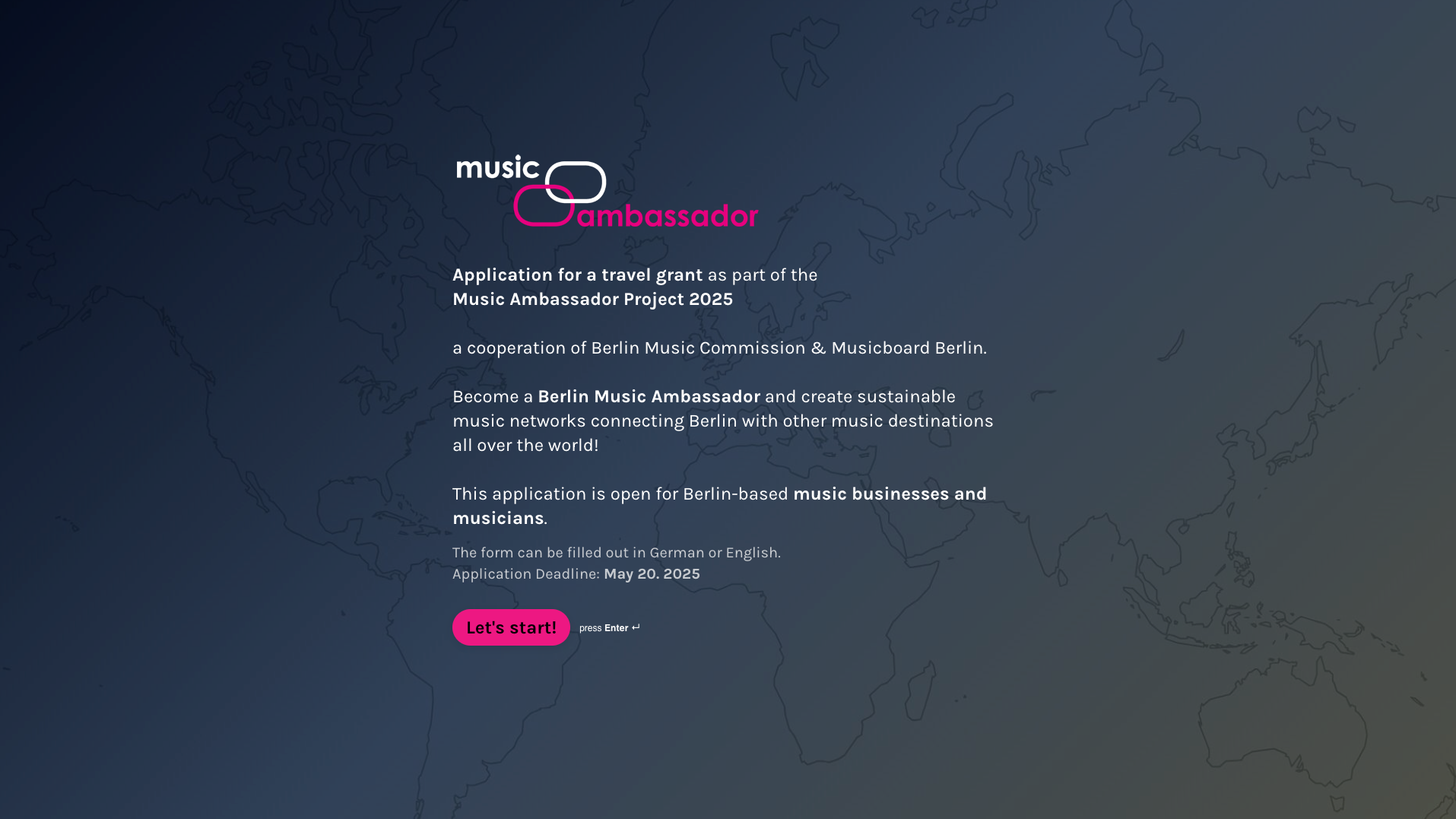 Rufen zur Bewerbung auf: die Berlin Music Commission und das Musicboard Berlin.
