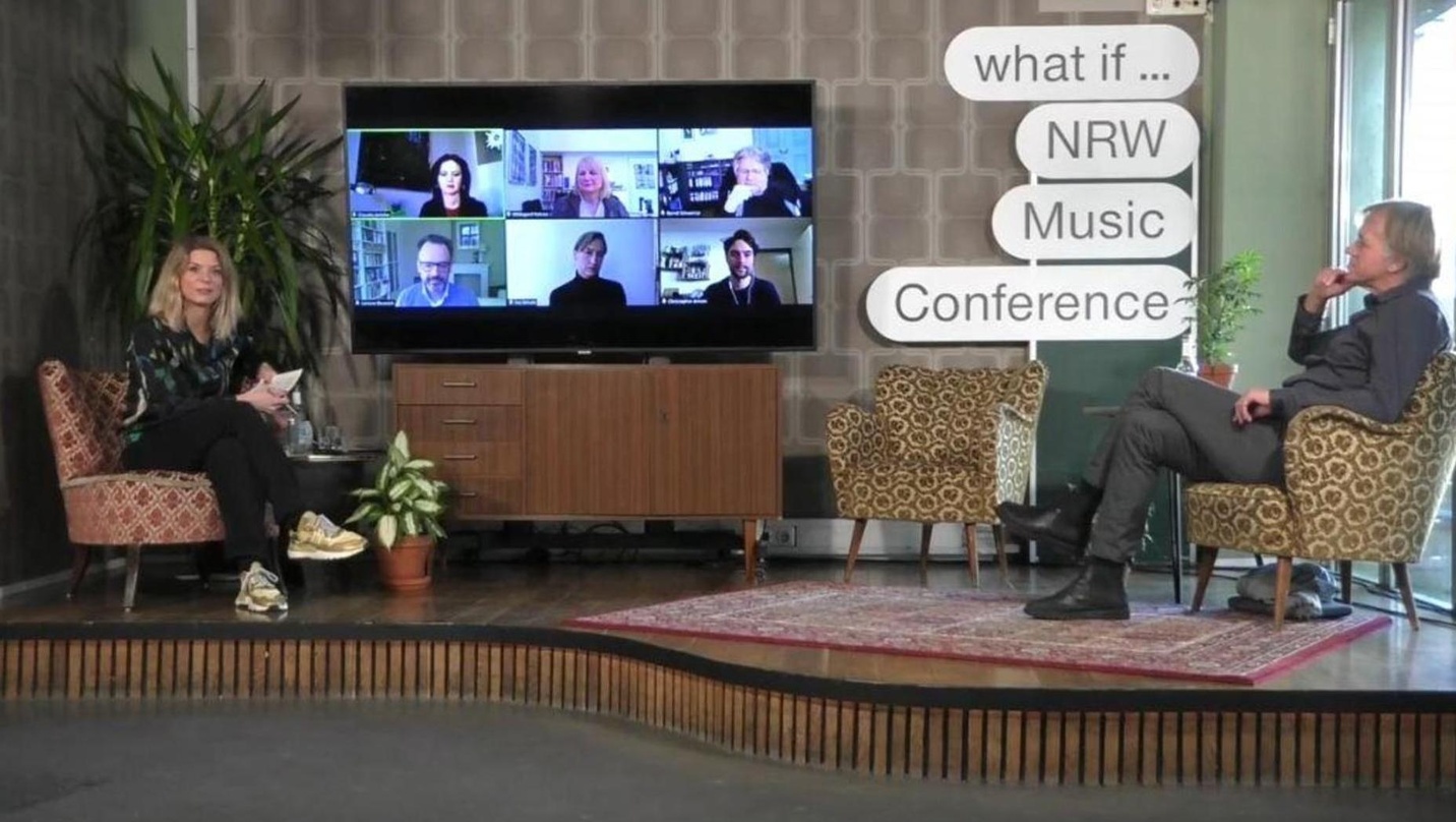 Stellte bei der NRW Music Conference im Januar 2021 das PopBoard NRW vor: Norbert Oberhaus (rechts) mit Moderatorin Anja Backhaus