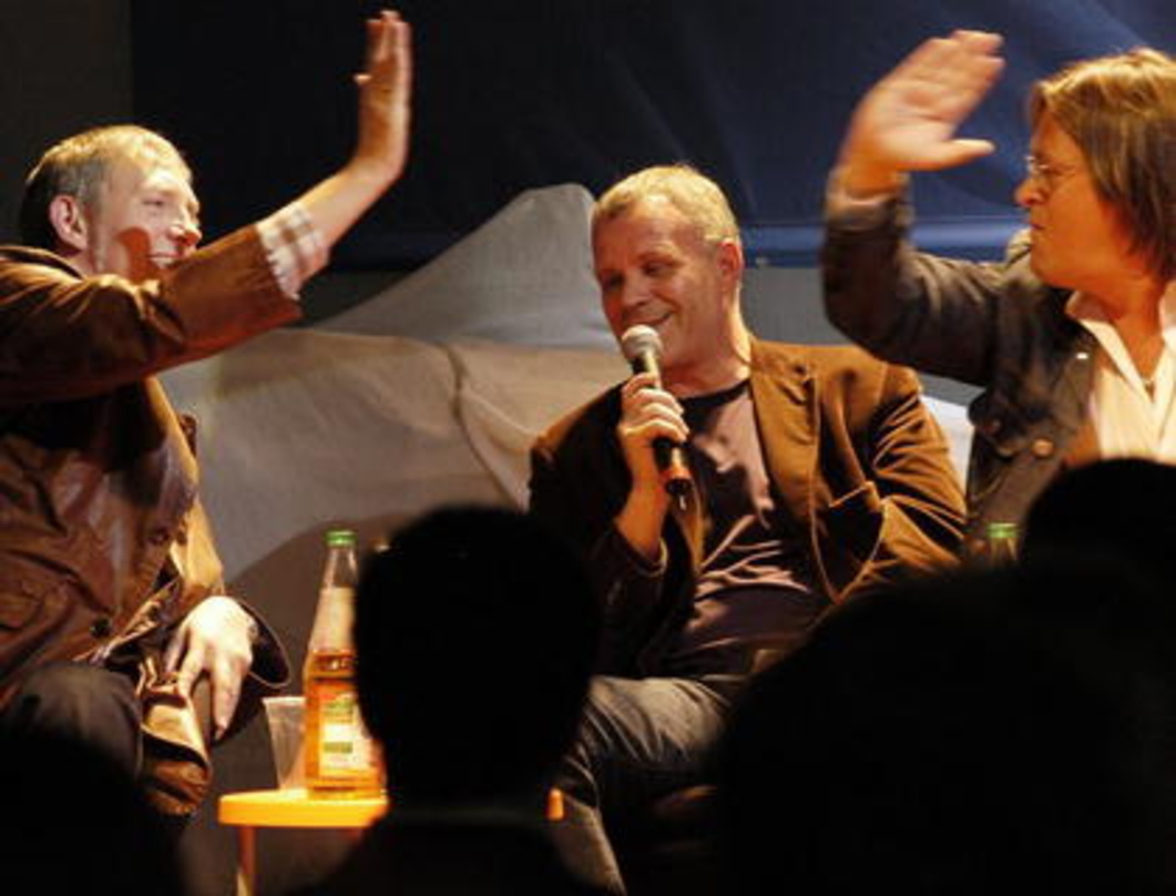 Überzeugten beim pop.forum 2004: Kurt Thielen (l.) mit Fitz Braum (r.) und Hubert Wandjo