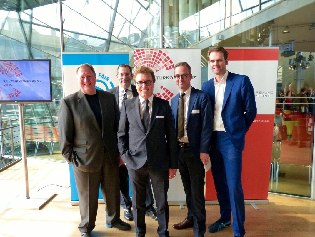 Eröffneten die letztjährige Kulturkonferenz (von links): Dieter Gorny (Vorstandsvorsitzender BVMI), Rainer Sontowski (Staatssekretär im Bundesministerium für Wirtschaft und Energie), Bernd...