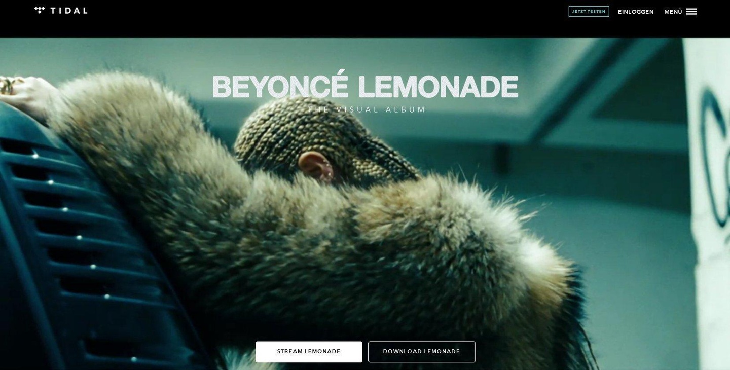 Soll Tidal zunächst 1,2 Millionen Interesenten beschert haben: Beyonce macht ihr neues Album, "Lemonade", im Frühsommer 2017 beim Streamingdienst Tidal verfügbar